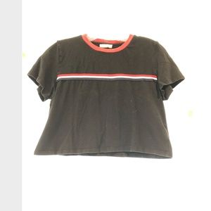 Black Crop Shirt With Stripe